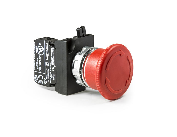 EMAS CM200E - IP65 Metal Body Emergency Stop 40mm Head Turn Release (1 N.C.)