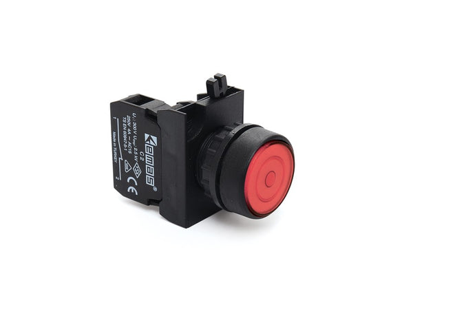 EMAS CP100FK - IP65 Red Latching Stay Put Pushbutton (1 N.O. Contact)