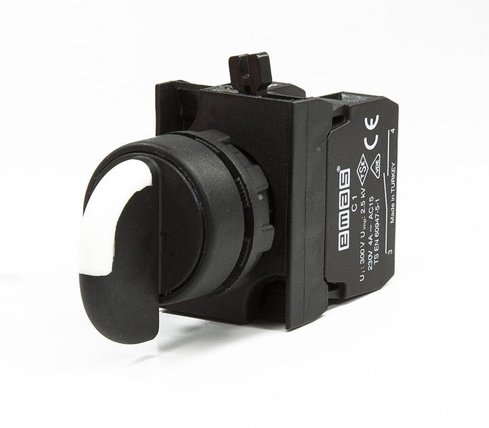 EMAS CP101S32 - IP65 Selector Switch 3 Pos. Centre Off Double Spring Return (2 N.O. Contact)