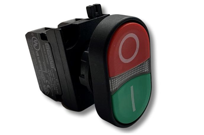 EMAS CP102K20KY10 - IP65 Start/Stop 0-1 Momentary Double Push Button (1 N.O. + 1 N.C.)