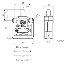 Load image into Gallery viewer, EMAS BS1012 Button Plunger Safety Limit Switch 16A 240V (1 N.O. + 1 N.C.)
