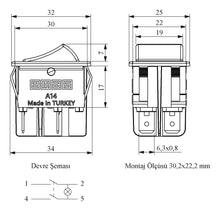 Load image into Gallery viewer, EMAS A14B1Y11 Illuminated Green Rocker Switch DPST 16A 230V (30x22mm)
