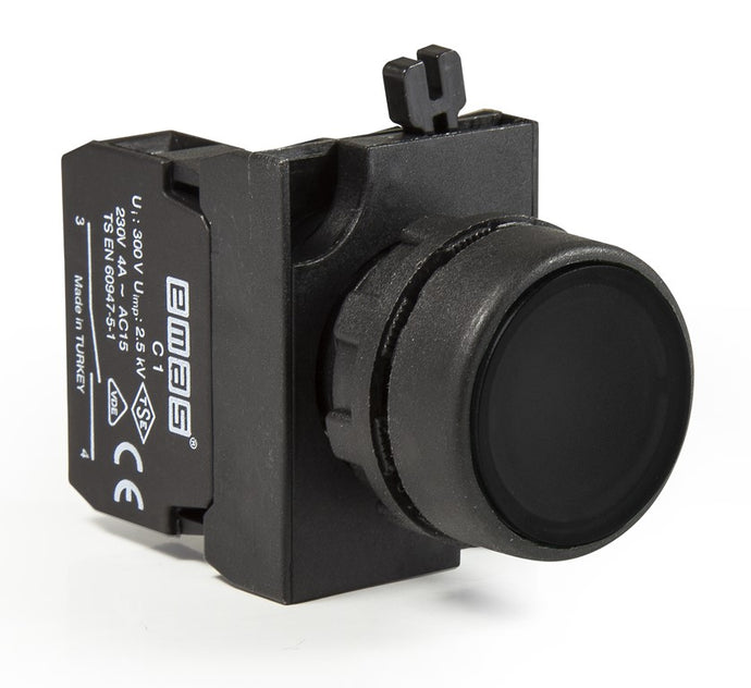 EMAS CP100DH - IP65 Black Momentary Push Button (1 N.O. Contact)