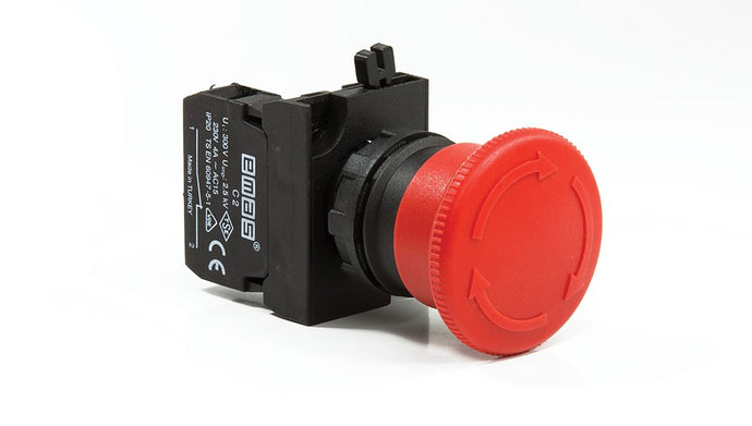 EMAS CP200E - IP65 Emergency Stop 40mm Head Turn Release (1 N.C.)